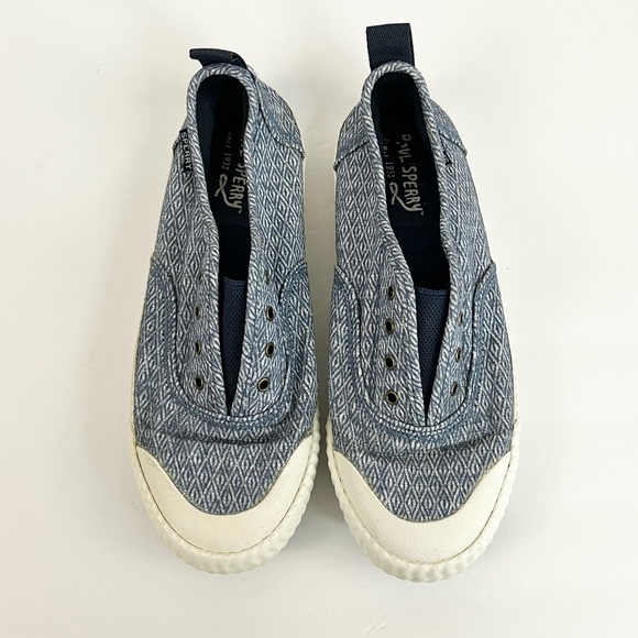 Sherry Slip On Blue White Geometric Print Elastic Stretch Women’s Shoes Size 7 - Picture 11 of 13